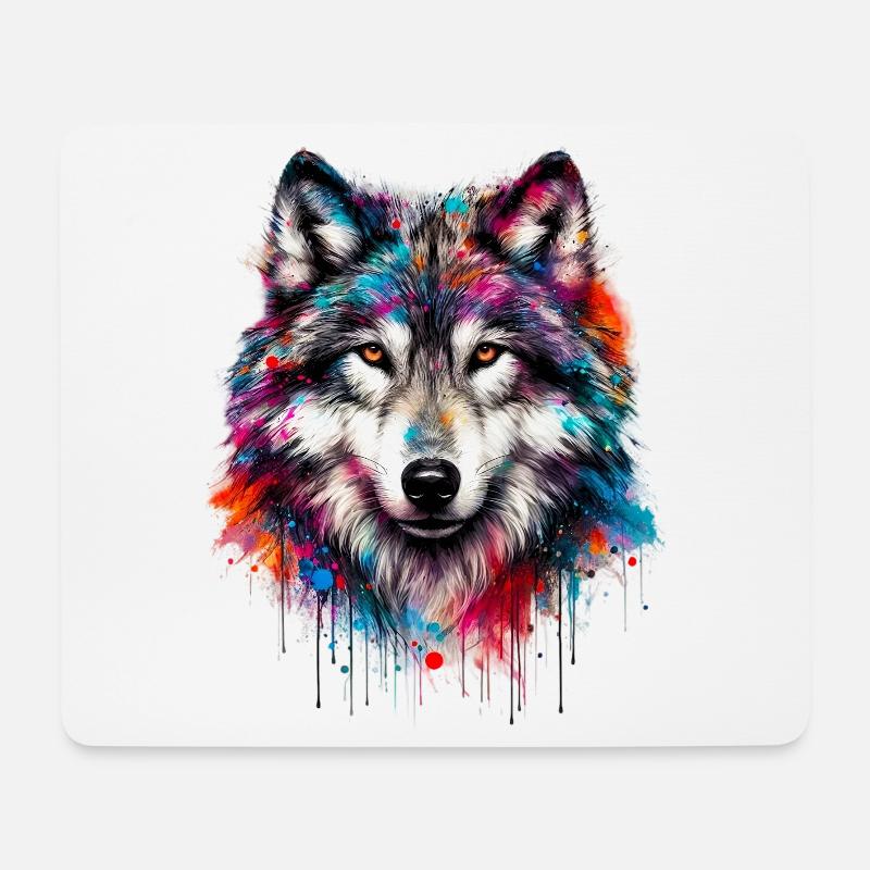 Wolf - Mousepad (Querformat) - Weiß