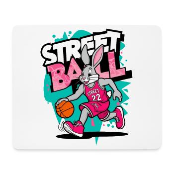 Basketball Hase - Mousepad (Querformat) - Weiß - Vorne