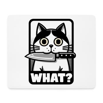 WAS? EINE KATZE MIT MESSER - Mousepad (Querformat) - Weiß - Vorne