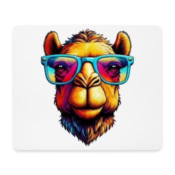Camel mit Sonnenbrille - Mousepad (Querformat) - Weiß - Vorne