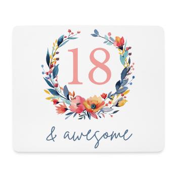 18 & awesome! personalisierbar - Mousepad (Querformat) - Weiß - Vorne