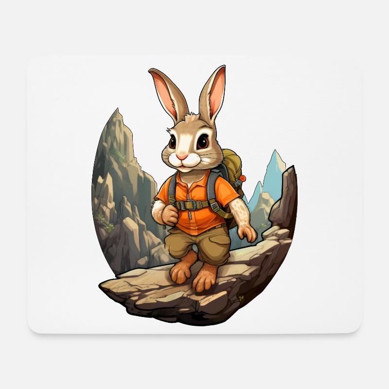 Rabbit Mountaineer / Hiking Rabbit - Mouse Pad (horizontal) - white