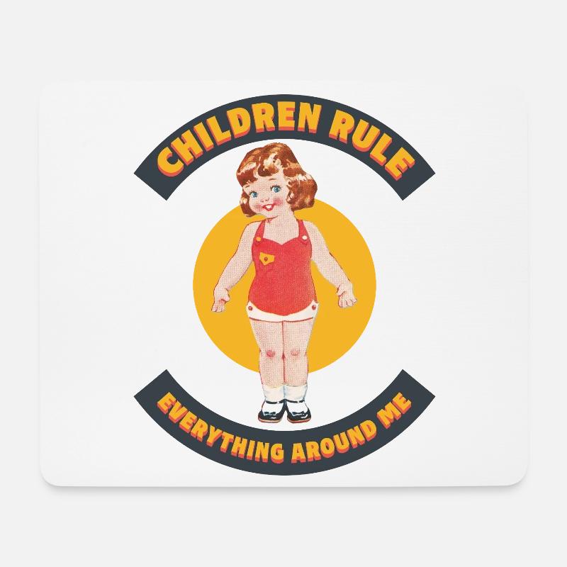 Children Rule – Lustiges Eltern-Design - Mousepad (Querformat) - Weiß