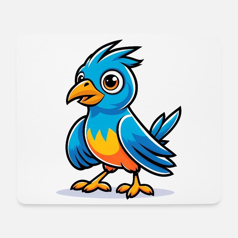 Oiseau bleu - Tapis de souris (format paysage) - blanc