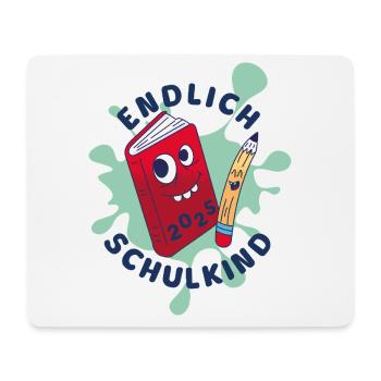 Endlich Schulkind 2025 - lustiges Buch und Stift - Mousepad (Querformat) - Weiß - Vorne