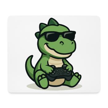 Dino Gamer - Tapis de souris (format paysage) - blanc - Devant