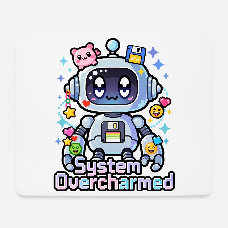 🤖 - System Overcharmed – Roboter mit digitalen Charms - Mousepad (Querformat) - Weiß