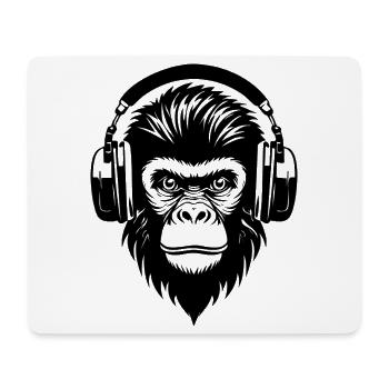 Comic-Affe mit Strähnen und Kopfhörern Shirt - Mousepad (Querformat) - Weiß - Vorne