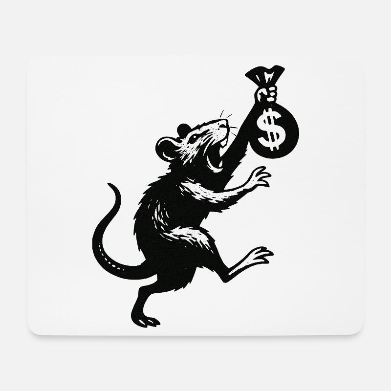 Ratte mit Geldsack im Banksy-Style - Mousepad (Querformat) - Weiß