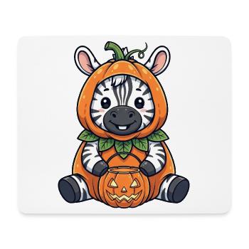 Mignon zèbre d’Halloween avec chapeau et lanterne citrouille - Tapis de souris (format paysage) - blanc - Devant