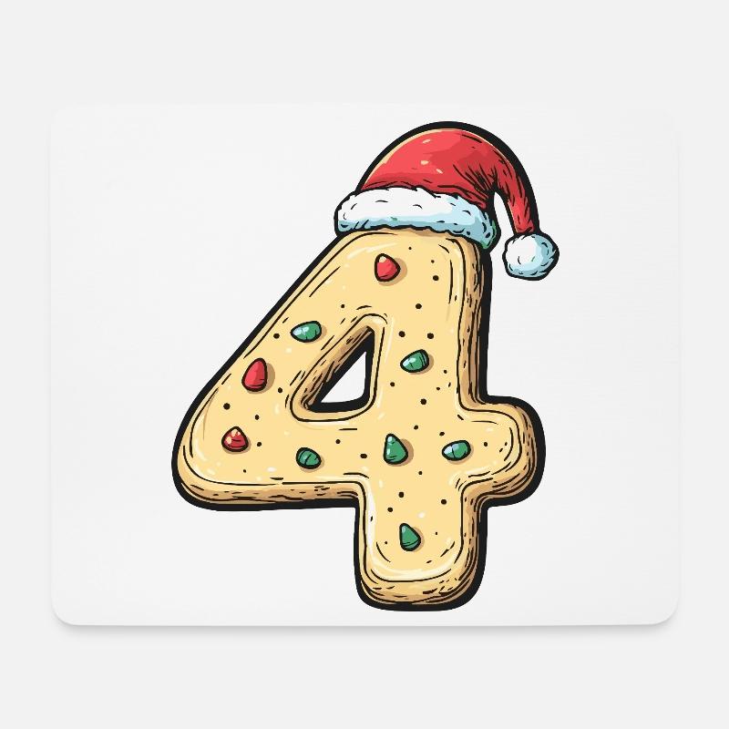 4 Zahl Keks Weihnachten - Mousepad (Querformat) - Weiß