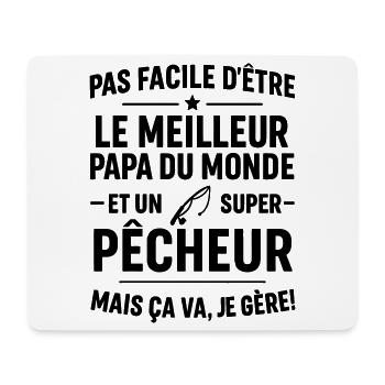Pêche – Super Papa Pêcheur - Tapis de souris (format paysage) - blanc - Devant
