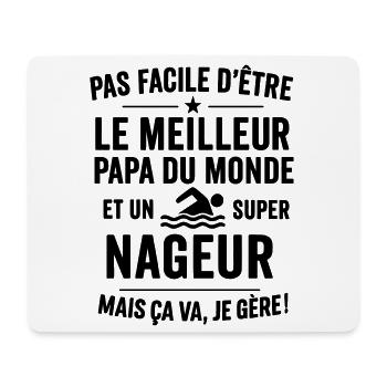 Natation – Super Papa Nageur - Tapis de souris (format paysage) - blanc - Devant