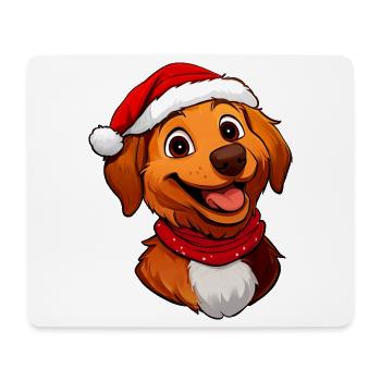 Chien Père Noël - Tapis de souris (format paysage) - blanc - Devant