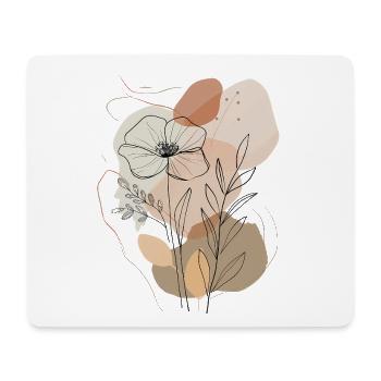Boho Floral Line Art, Minimalistisches Naturdesign - Mousepad (Querformat) - Weiß - Vorne