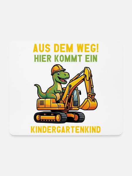 Hier kommt ein Kindergartenkind 2026 Bagger Dino - Mousepad (Querformat) - Weiß