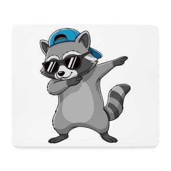 Cool Dabbing Raccoon Sonnenbrillen-Cartoon-Kunst - Mousepad (Querformat) - Weiß - Vorne