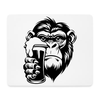 Singe tenant une boisson avec de la mousse - Tapis de souris (format paysage) - blanc - Devant
