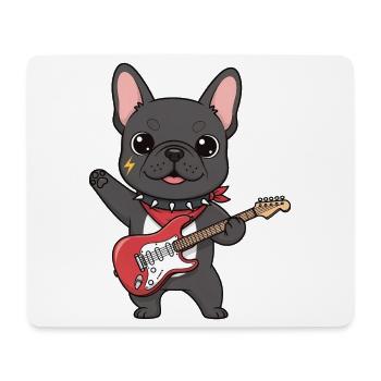 Rocking bulldog with electric guitar - Mouse Pad (horizontal) - white - Front