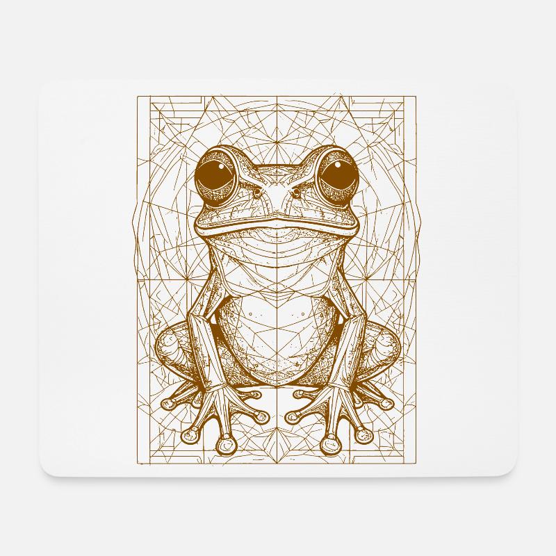 Geometrischer Frosch Mandala - Mousepad (Querformat) - Weiß
