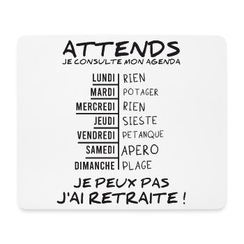 Agenda Retraite (texte noir) - Tapis de souris (format paysage) - blanc - Devant