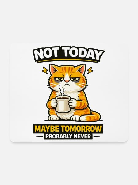 Nicht heute Katzenkaffee-Prokrastination - Mousepad (Querformat) - Weiß
