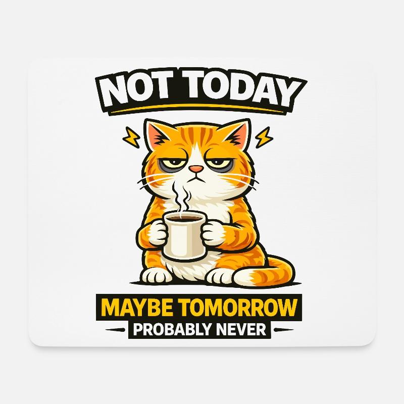 Pas aujourd’hui, procrastination du café pour chats - Tapis de souris (format paysage) - blanc
