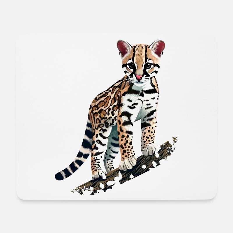 Ocelot - Tapis de souris (format paysage) - blanc