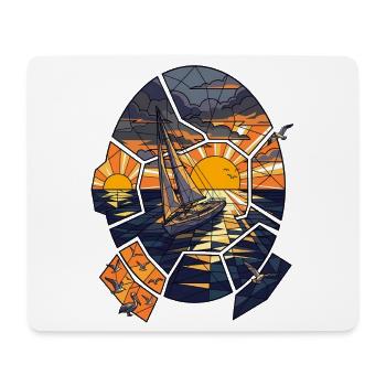 Voilier au coucher du soleil - Tapis de souris (format paysage) - blanc - Devant