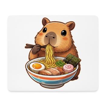 Capybara isst Ramen Nudeln - Mousepad (Querformat) - Weiß - Vorne
