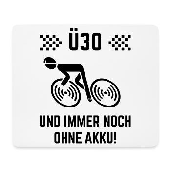 Ü30 Und Immer Noch Ohne Akku! (Fahrrad Rennrad B) - Mousepad (Querformat) - Weiß - Vorne