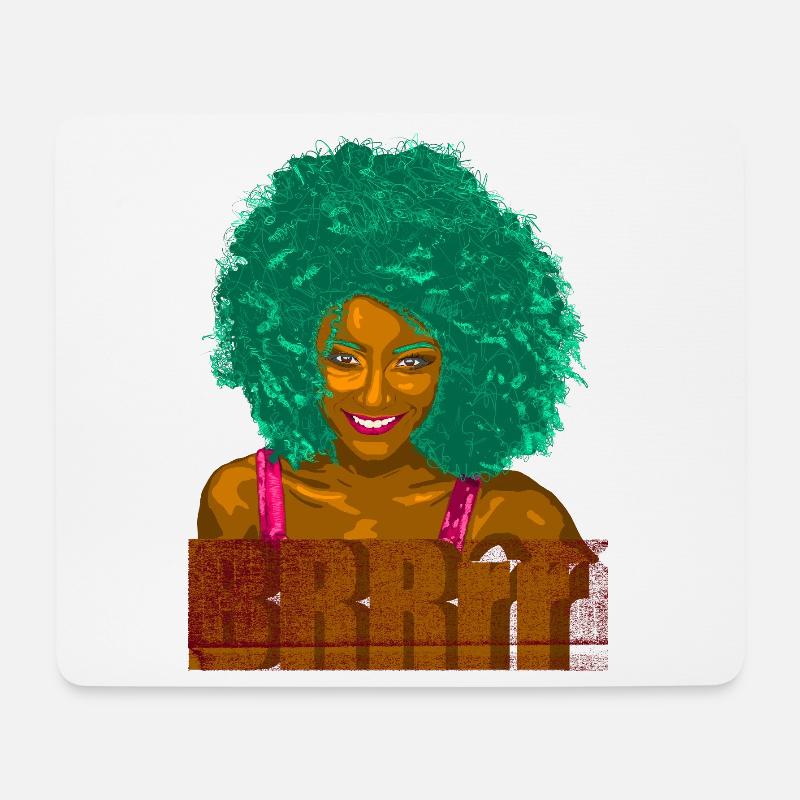 Türkisfarbenes Afro-Pop-Porträt - Mousepad (Querformat) - Weiß