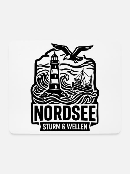 Nordsee Sturm und Wellen - Mousepad (Querformat) - Weiß