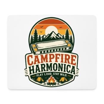 Instrument: Harmonica, Campfire-Music, Harmonica - Mouse Pad (horizontal) - white - Front