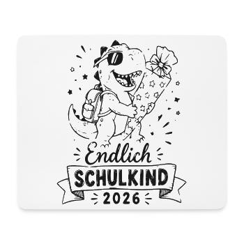 Endlich Schulkind 2026 Dino mit Blumen - Mousepad (Querformat) - Weiß - Vorne