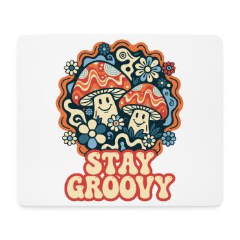 Stay Groovy Retro Pilze - Mousepad (Querformat) - Weiß - Vorne