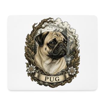 Pug in vintage style with mountain landscape - Mouse Pad (horizontal) - white - Front