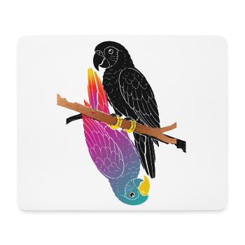 Two Parrots on Branch Cartoon Design - Mouse Pad (horizontal) - white - Front