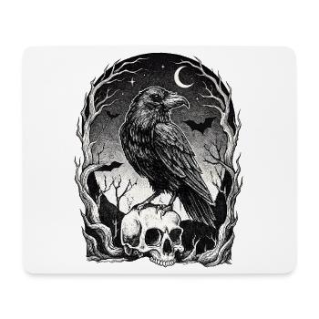 Raven over skull in the moonlight - Mouse Pad (horizontal) - white - Front