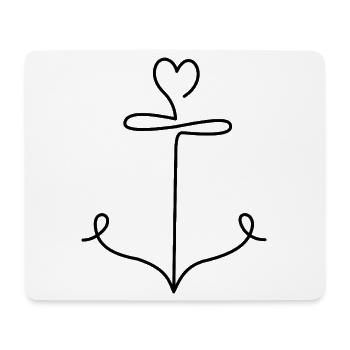 Anchor with heart in minimalist style - Mouse Pad (horizontal) - white - Front