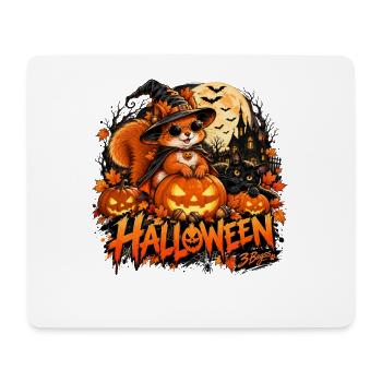 Halloween Squirrel – Kürbis & Hexenhut. 3 Bagss® - Mousepad (Querformat) - Weiß - Vorne