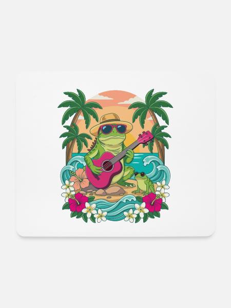 Tropischer Rocker-Eidechse und Sonne - Mousepad (Querformat) - Weiß