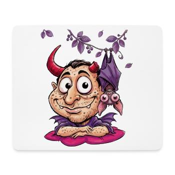 Lustiger Teufel mit Fledermaus - Mousepad (Querformat) - Weiß - Vorne
