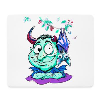 Frostig Psychodelischer Dämon mit Flügeln - Mousepad (Querformat) - Weiß - Vorne