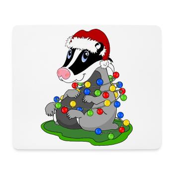 Weihnachtsdachs mit Lichterketten - Mousepad (Querformat) - Weiß - Vorne