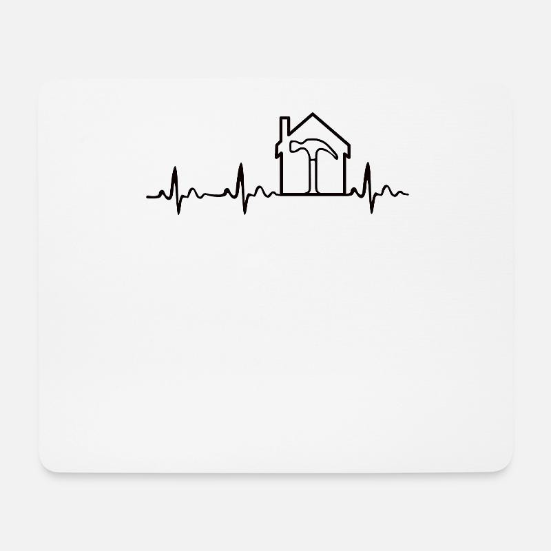 Bauheer Herzschlag Bauherrin Hausbau Haus Geschenk - Mousepad (Querformat) - Weiß