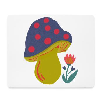Farbenfroher Pilz mit Blütenakzent - Mousepad (Querformat) - Weiß - Vorne
