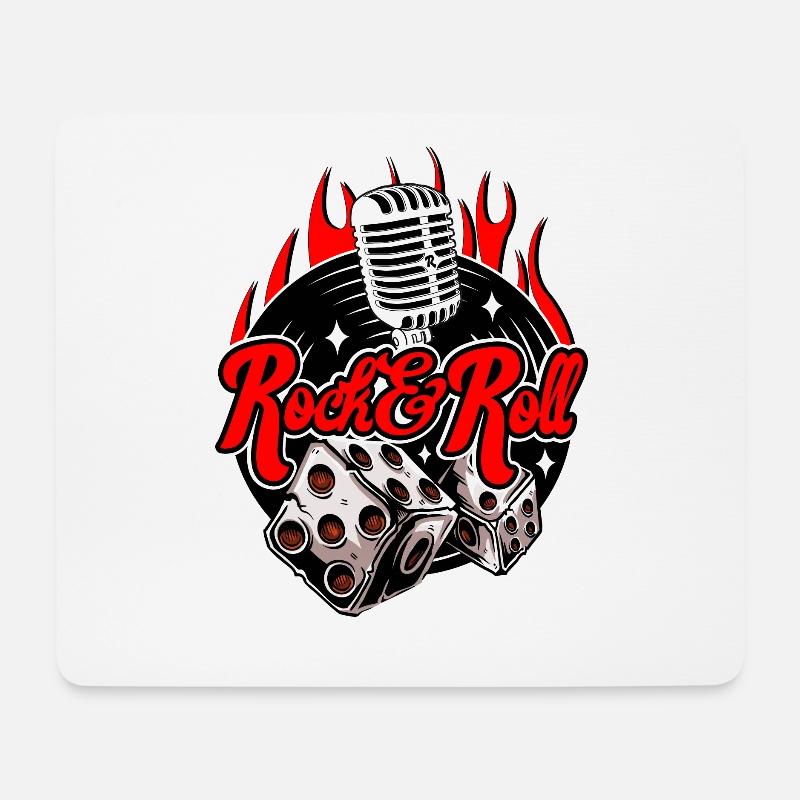Rockabilly Music Retro Mikrofon 50s Sock Hop 60s - Mousepad (Querformat) - Weiß