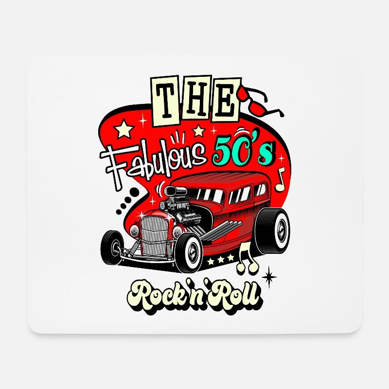 Rockabilly Vintage Rocker Rock N Roll Musik - Mousepad (Querformat) - Weiß
