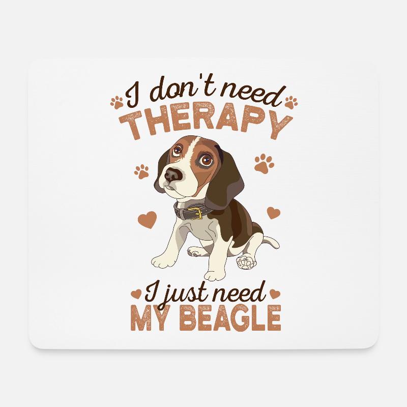 beagle - Tapis de souris (format paysage) - blanc